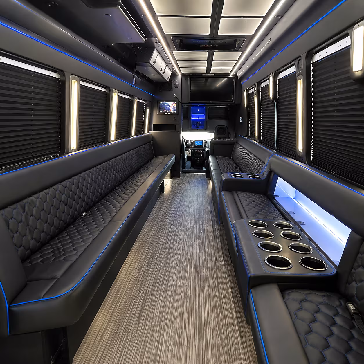 Providence Birthday, Sweet 16, & Quinceañera Transportation party bus interior