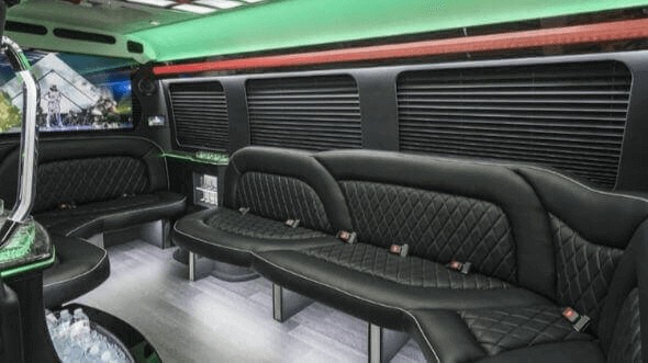 Interior of Charter Bus Company Brockton's 14 Passenger Sprinter Limousine in Brockton