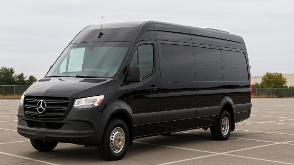 Exterior of Charter Bus Company New Bedford's 14 Passenger Sprinter Limousine in New Bedford