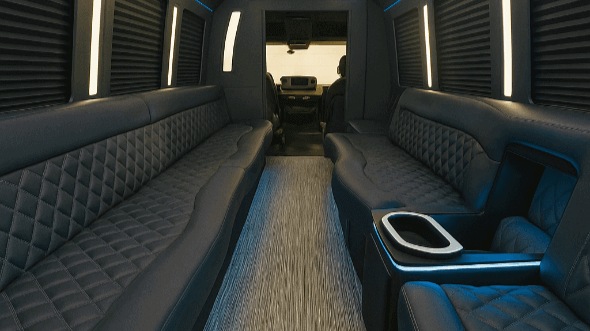 Interior of Charter Bus Company Cambridge's 20 Passenger Party Bus in Cambridge