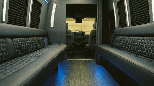 Interior of Charter Bus Company Framingham's 20 Passenger Party Bus in Framingham