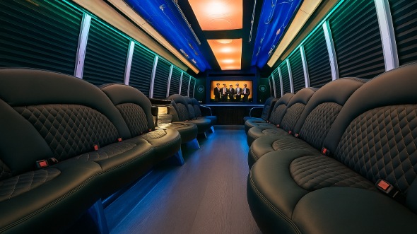 Interior of Charter Bus Company Pawtucket's 20 Passenger Party Bus in Pawtucket
