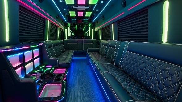 Interior of Providence Party Bus Company's 25 Passenger Party Bus in Providence