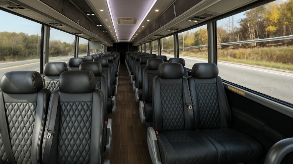 Interior of Charter Bus Company Providence's 30 Passenger Minibus in Providence