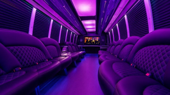 Interior of Charter Bus Company Brockton's 40 Passenger Party Bus in Brockton