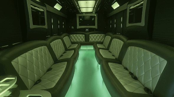 Interior of Charter Bus Company Cambridge's 40 Passenger Party Bus in Cambridge