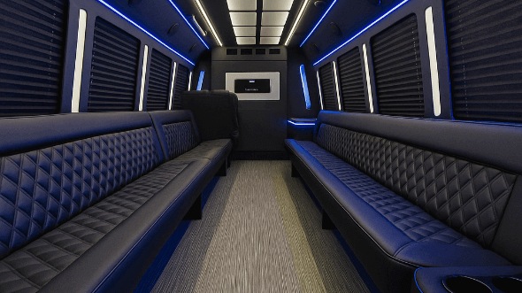 Interior of Charter Bus Company Fall River's 40 Passenger Party Bus in Fall River