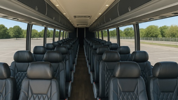 Interior of Charter Bus Company Providence's 55 Passenger Charter Bus in Providence