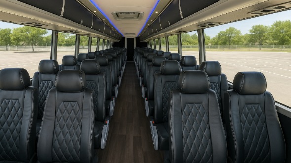 Interior of Charter Bus Company Providence's 56 Passenger Charter Bus in Providence
